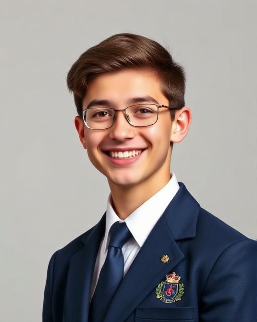 Variante de retrato escolar con uniforme formal generada por IA desde la captura original