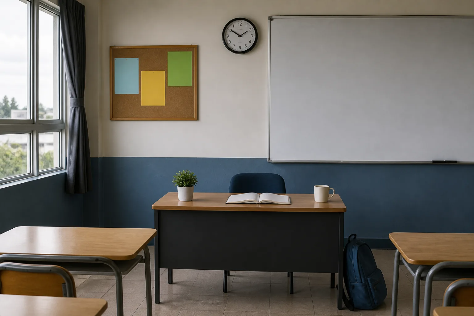 Simulación de una sala escolar fotografiada sin modificaciones